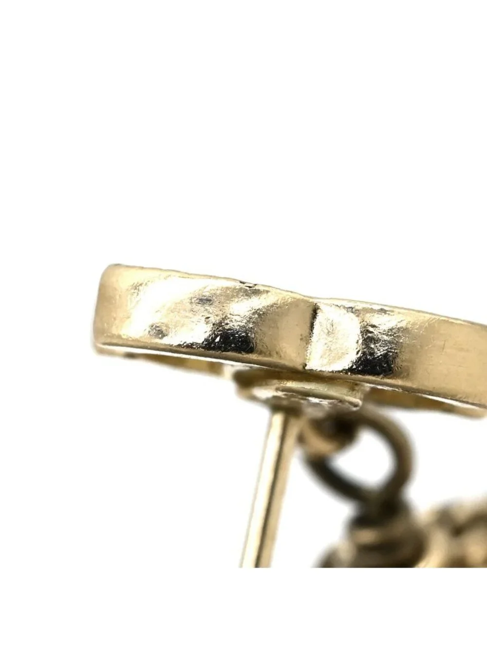 Chanel 09A Earrings CC Logo Color Stone Chain Pink Gold CC Mark Drop Swing